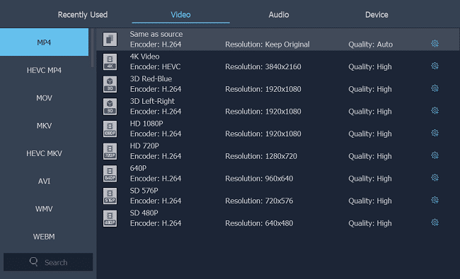 Set MP4 as Output Format