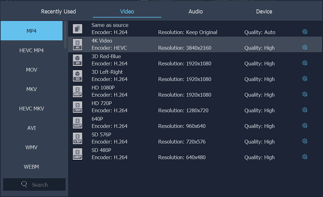 Select 4K as Output Format