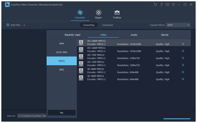 Select MPEG As Output Format