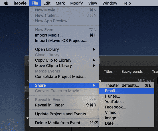 Share iMovie Via Email