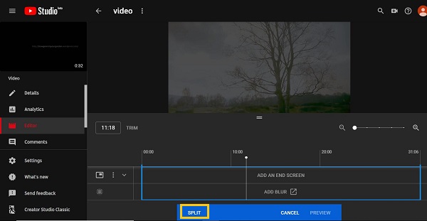 Trim YouTube Video on YouTube Studio