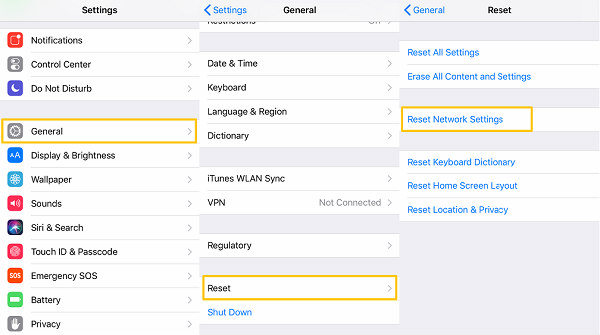 iPhone Reset Network Settings