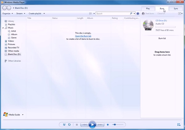 Burn CD with Windows Media Player