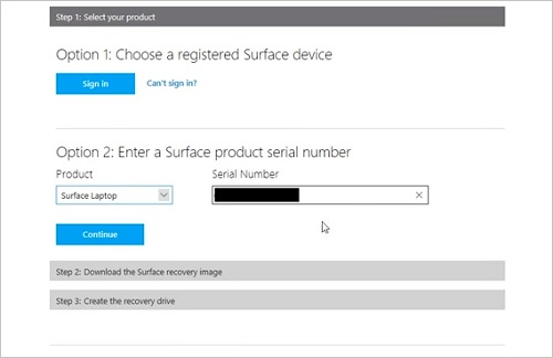Download Recovery Image for Surface Pro