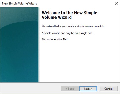 New Simple Volume Wizard