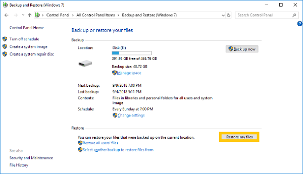 Recupera i file eliminati dai backup di Windows