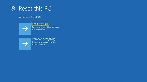 Reset This PC with Losing Files