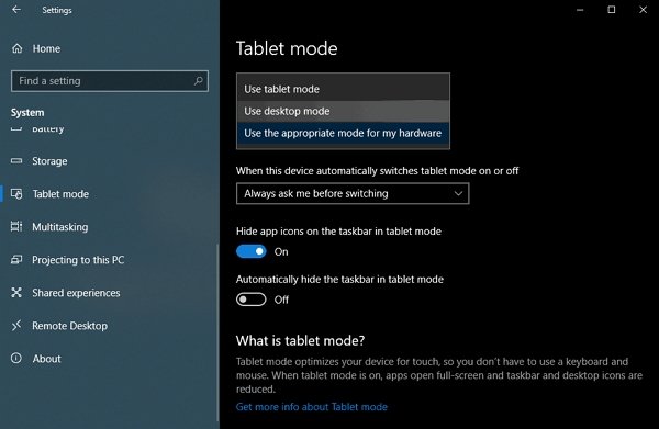 Tablet Mode