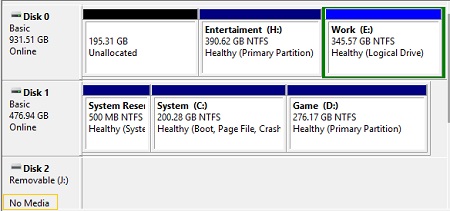 WD in disk management