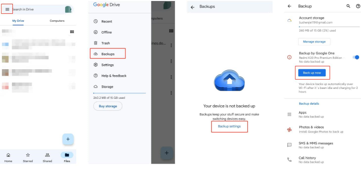 Restaurar dados do google drive