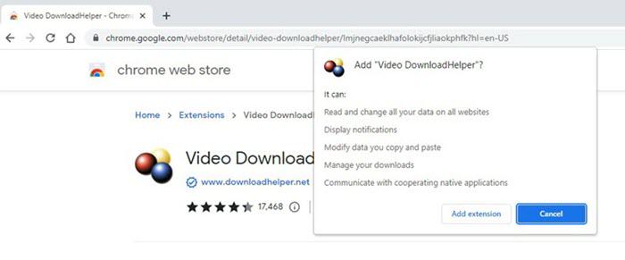 Add Video DownloadHelper to Chrome