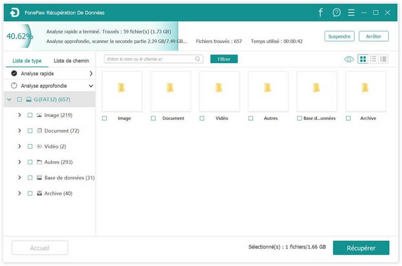 Scanner les données du disque SSD choisi