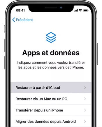  Restaurer à partir d'iCloud sur iPhone 