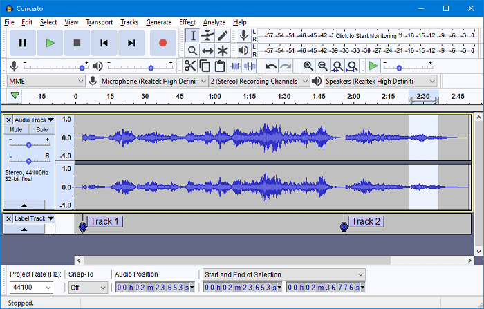 Interfaccia Audacity