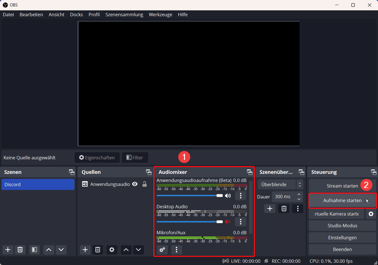 Audio anpassen und Discord mit OBS aufzeichnen