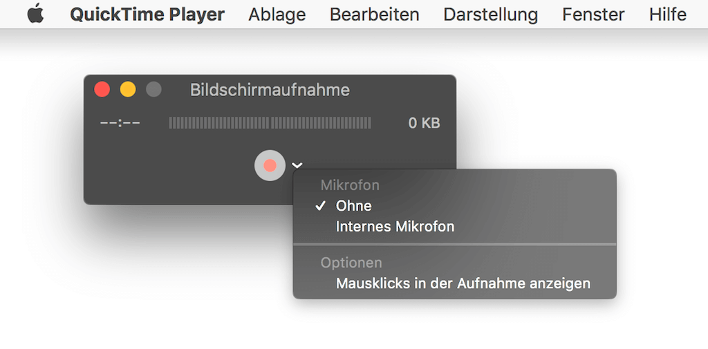 Audioquelle fürs Bildschirm Video auswählen