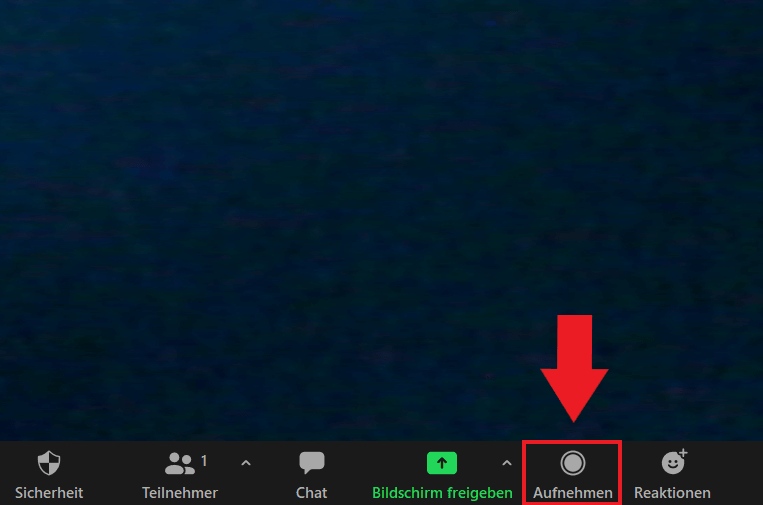Auf das Symbol für „Aufzeichnen“ klicken