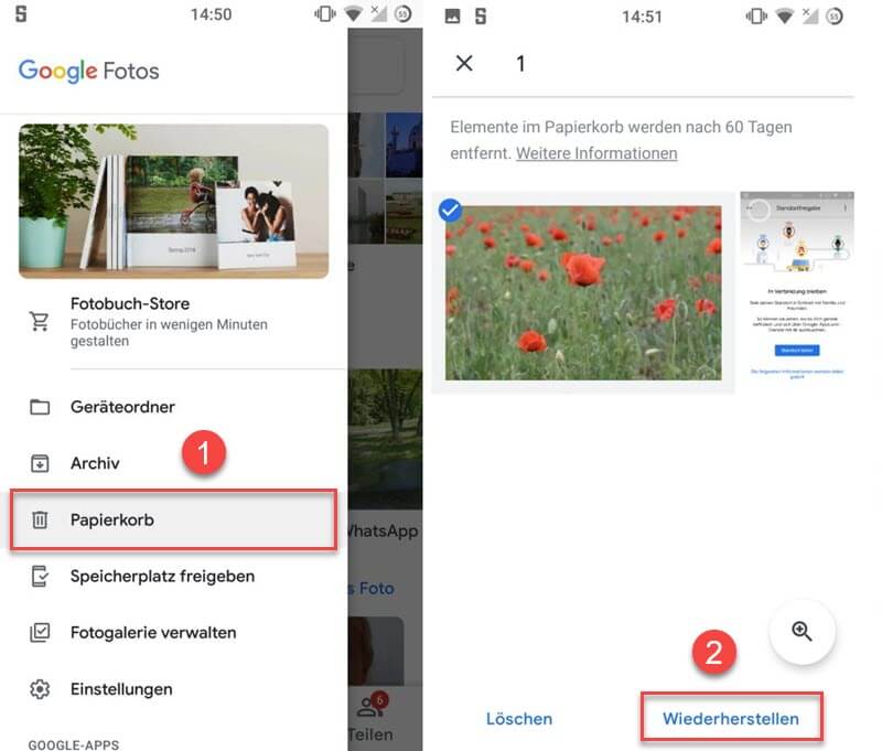 Bilder von Google Fotos wiederherstellen