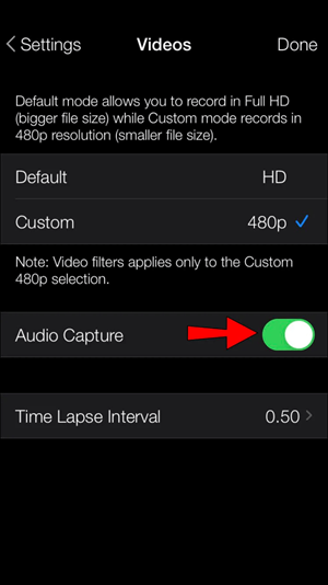  Die Option „Audio Capture“ auf „Aus“ setzen