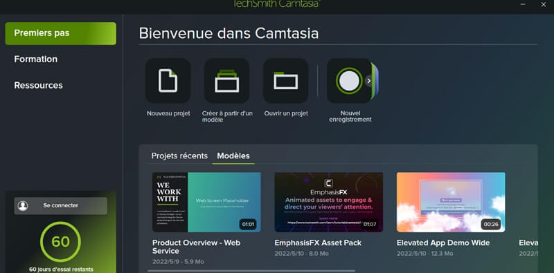 Interface Camtasia