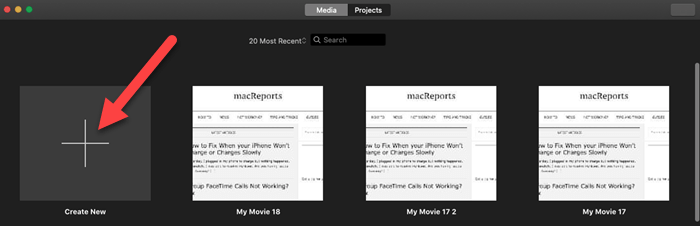 Create New iMovie