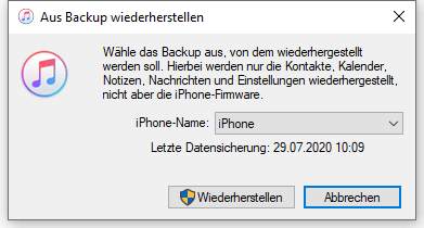 Das Backup auswählen