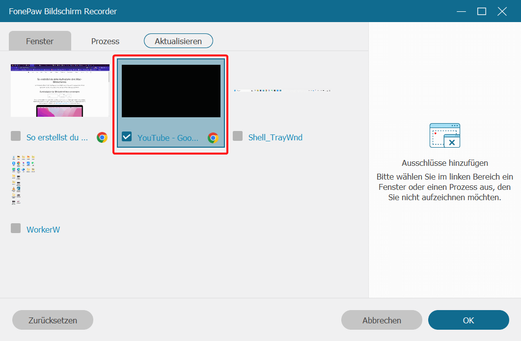 Das bestimmtes Programmfenster aufnehmen