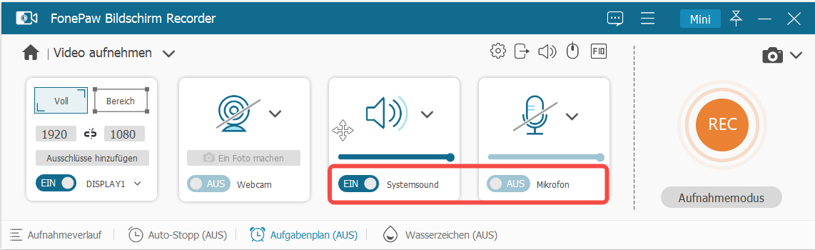 Systensound und Mikrofon