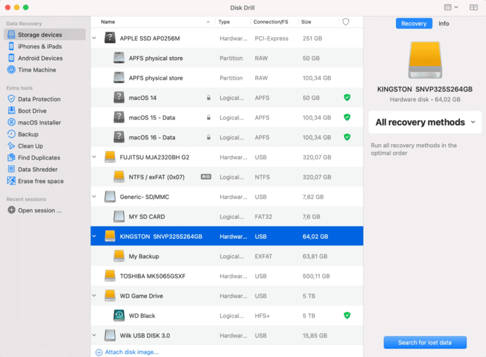 Disk Drill for Mac 介面