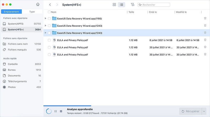 EaseUS Data Recovery pour Mac