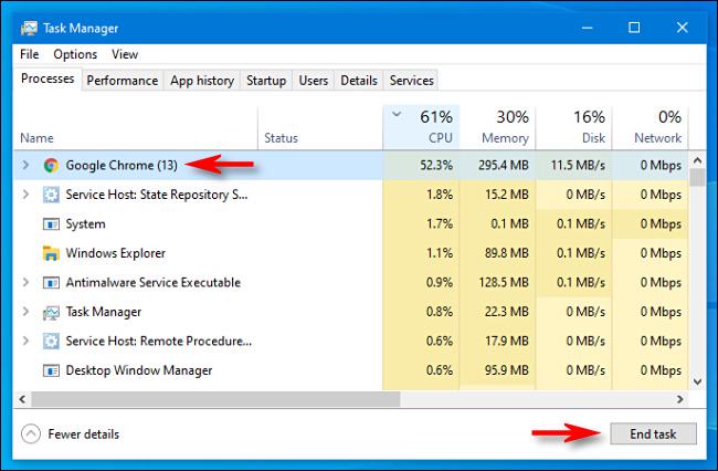 End Task in Windows Task Manager