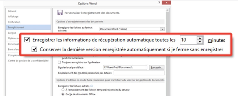 Activer l’Enregistrement automatique