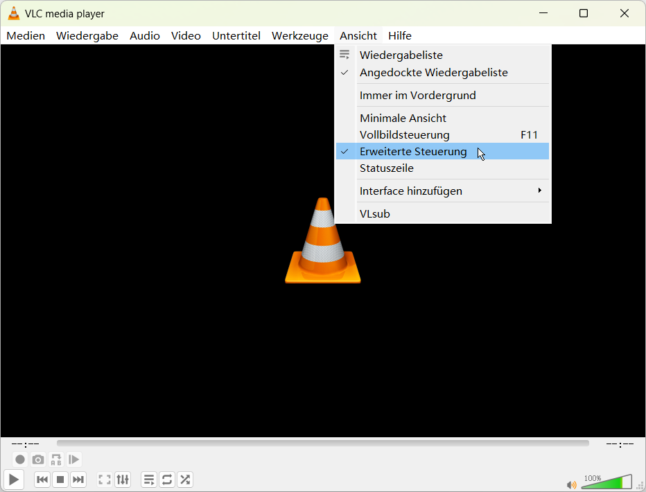 Erweiterte Steuerung von VLC aktivieren