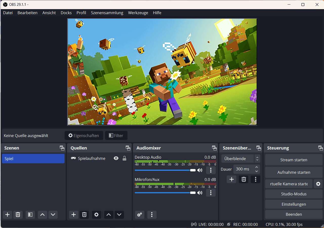 Gameplay aufnehmen mit OBS