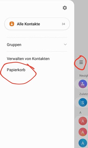 Gelöschte Nummer wiederherstellen aus Papierkorb