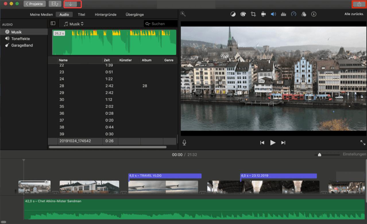 geschnittenes Video speichern