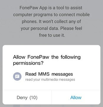 Consenti a FonePaw di accedere alla scheda SD