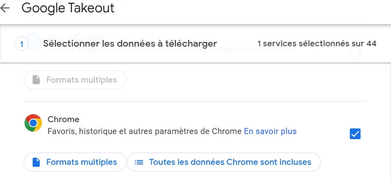 Retrouver l'historique de Google Chrome avec Google Takeout