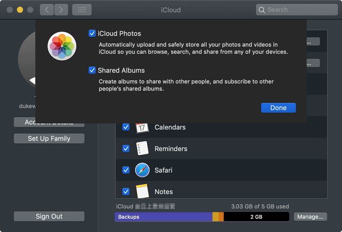 iCloud Sincronizza foto su Mac