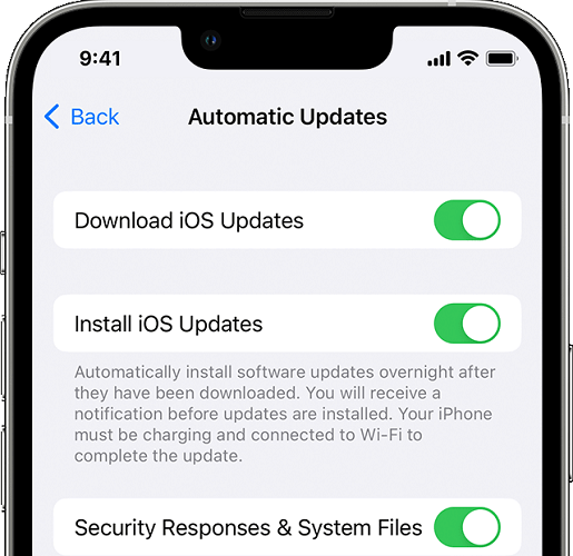 iOS aggiornamento