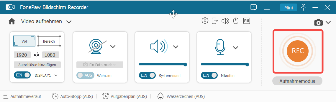 Bildschirm aufnehmen