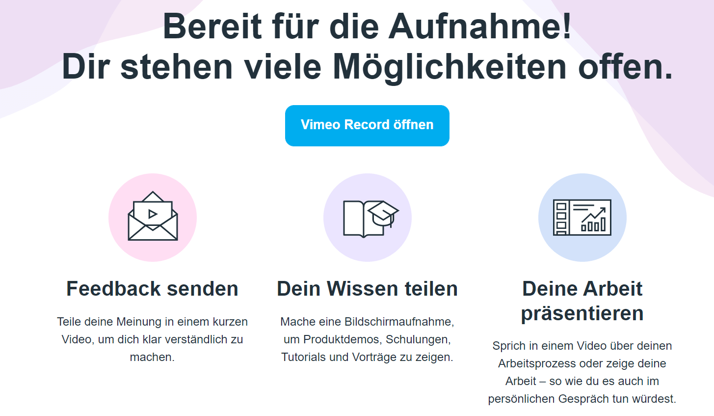 Auf „Vimeo Record öffnen“ 