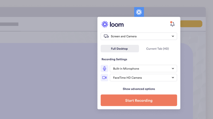 Interface do Loom