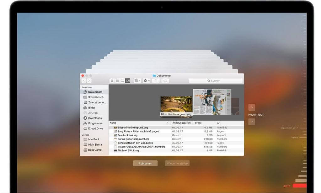 Mac Papierkorb wiederherstellen mit Time Machine