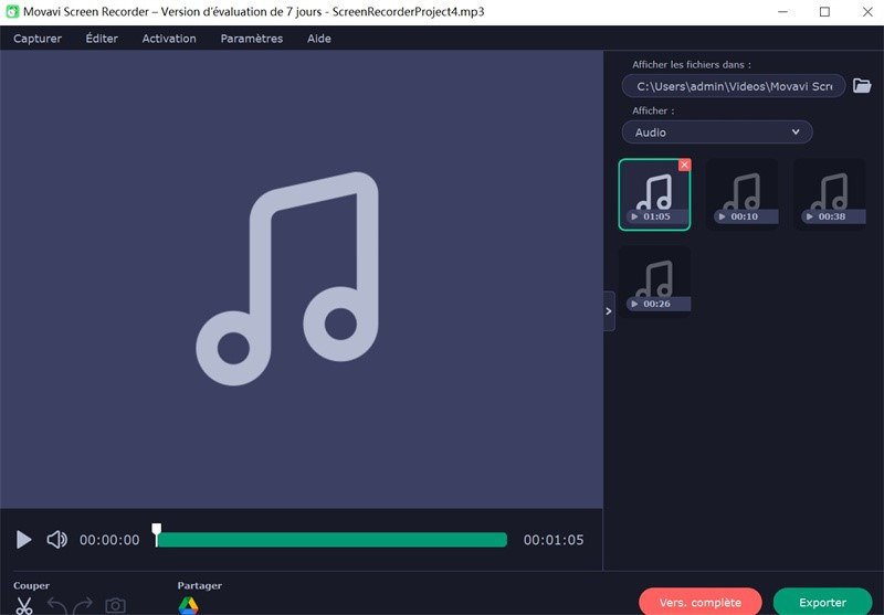 Enregistrer une radio avec movavi screen recorder