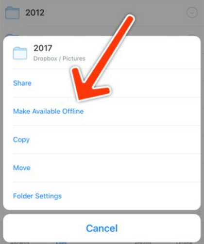 Scarica i file sull'app Dropbox su iPhone