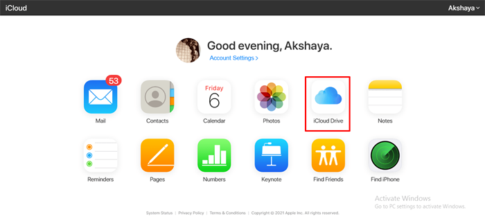 iCloud 드라이브 웹 열기