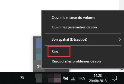 Choisir l’option Son de Windows