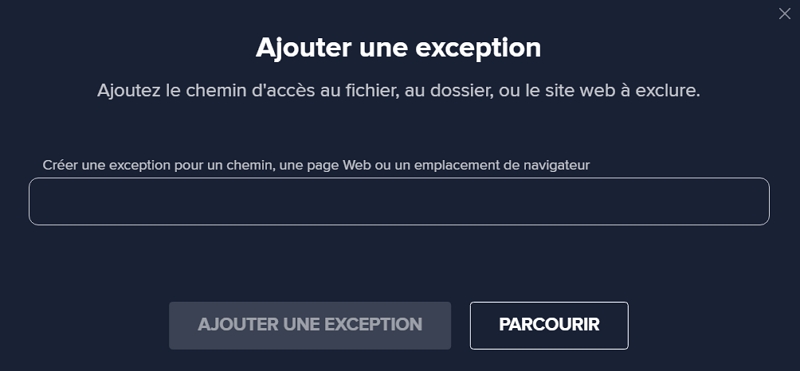 Exclure les fichiers dans Avast