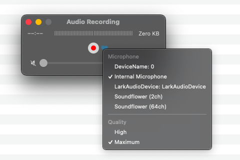 Registrazione audio su Quicktime Player